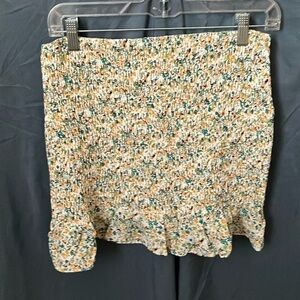 Revolve: More to Come~ Green Zhuri Smocked Mini Skirt- ruffle hem- size L